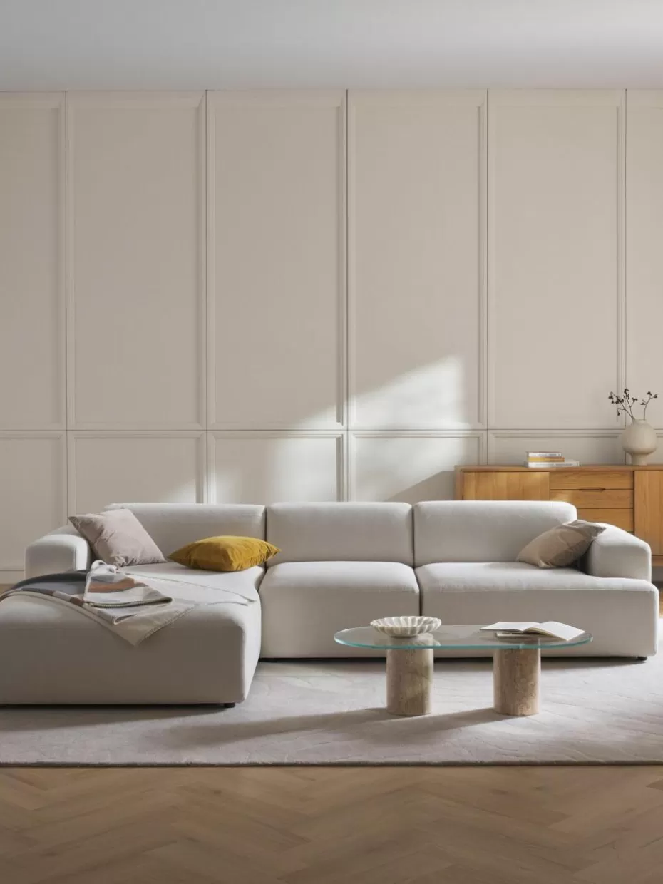 Sofas | Sofaserien-Westwing Collection Ecksofa Melva (4-Sitzer) Webstoff Off White