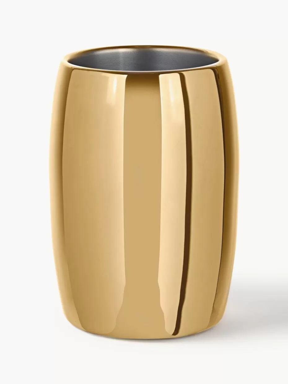 Festliche Eleganz-Sambonet Edelstahl-Flaschenkühler Sphera Goldfarben, glänzend