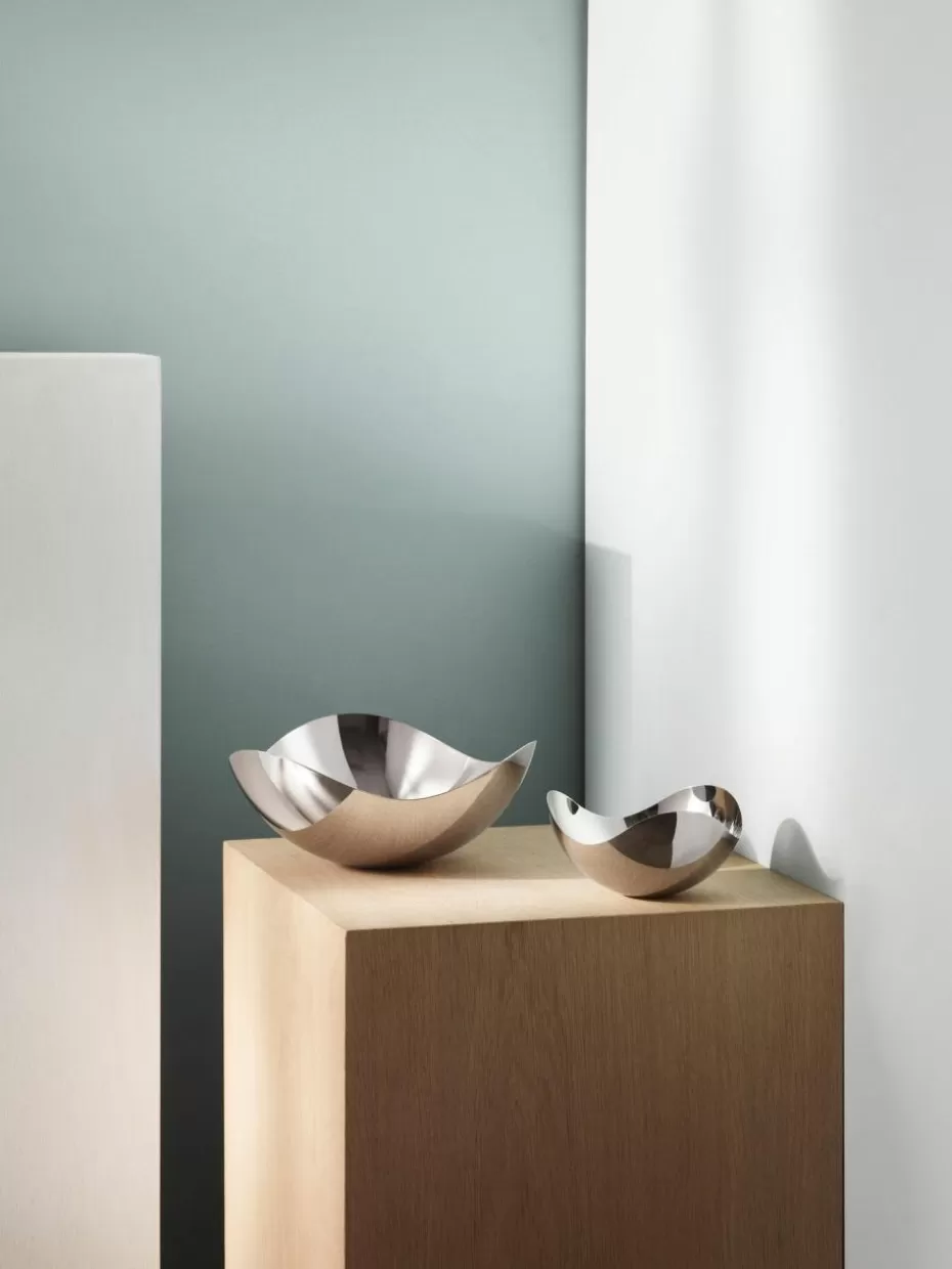 Servierplatten & Schüsseln-Georg Jensen Edelstahl-Servierschale Bloom in organischer Form