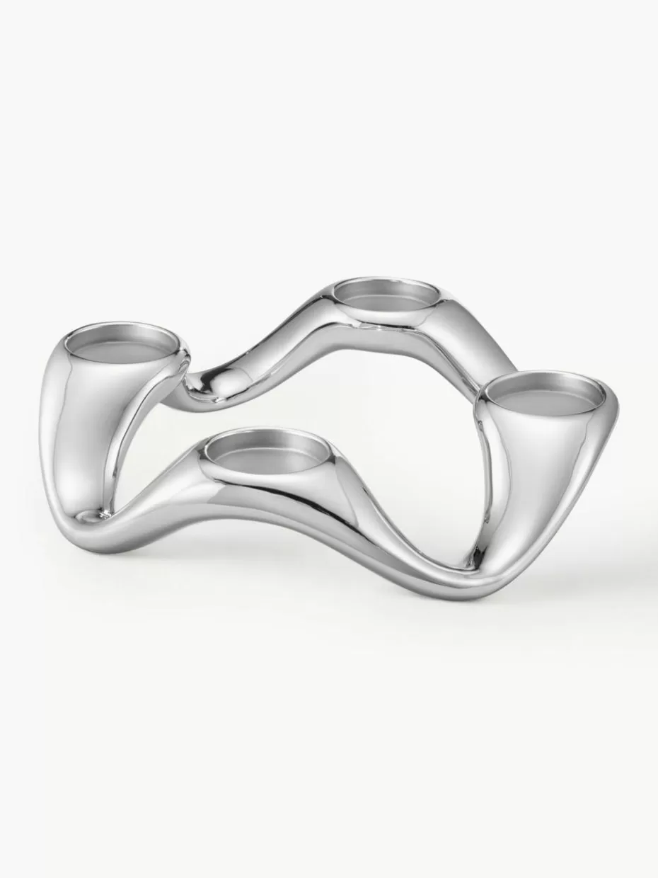 Teelichthalter-Georg Jensen Edelstahl-Teelichthalter Cobra in organischer Form