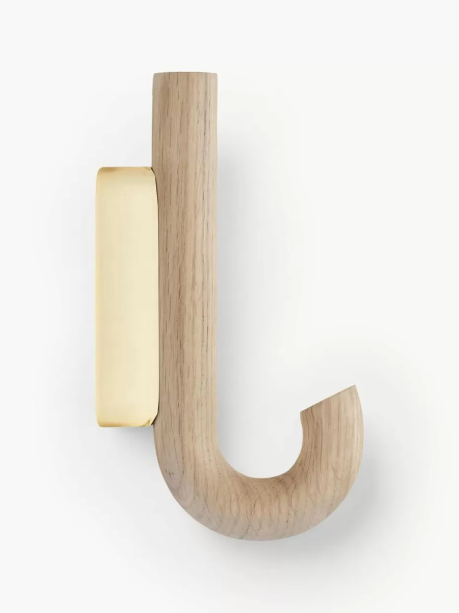 Garderoben-Gejst Eichenholz-Wandhaken Umbrella, in verschiedenen Größen Eichenholz, Goldfarben