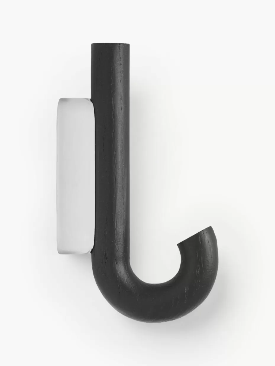 Garderoben-Gejst Eichenholz-Wandhaken Umbrella, in verschiedenen Größen Schwarz, Silberfarben