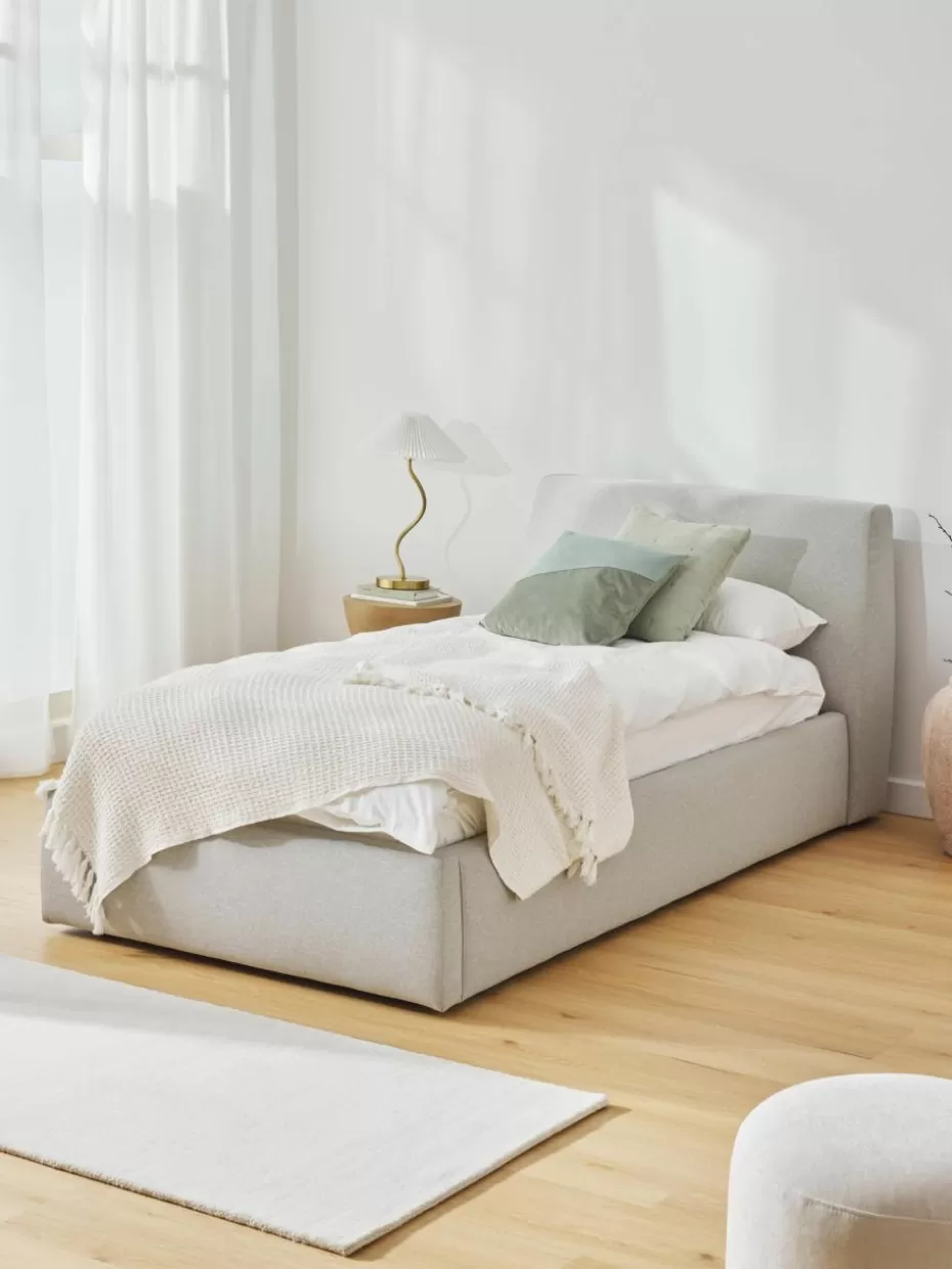 Betten-Westwing Collection Einzelbett Cloud Webstoff Hellgrau