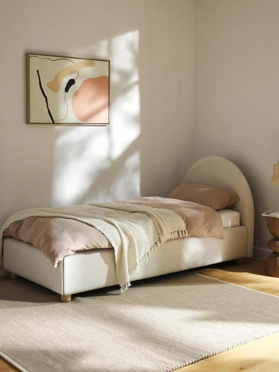 Betten-Westwing Collection Einzelbett Ebba mit Stauraum Webstoff Hellbeige
