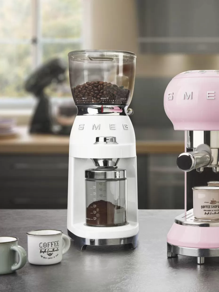 Kaffeemaschinen-Smeg Elektrische Kaffeemühle 50's Style Weiß, glänzend