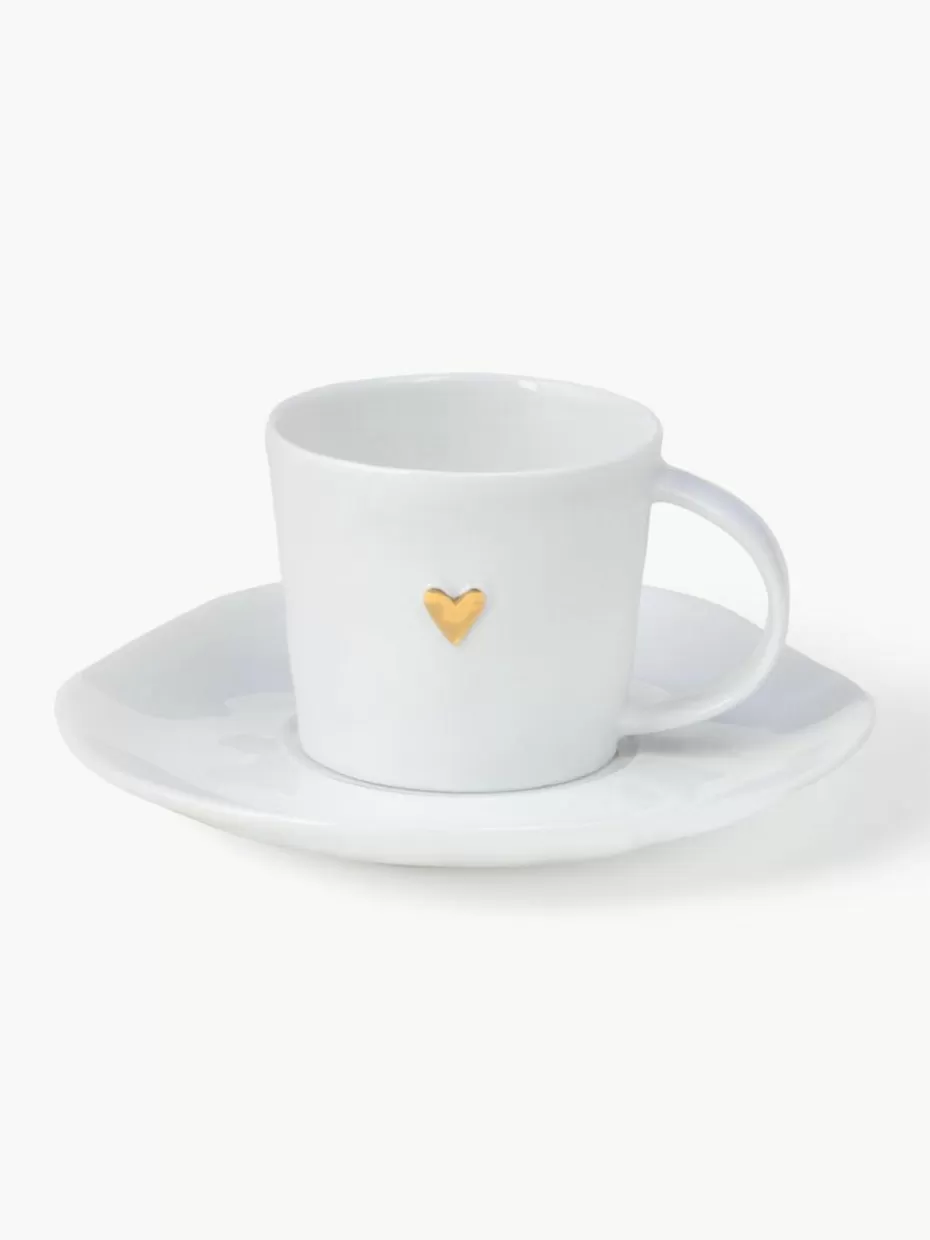 Weihnachtsgeschirr | Tassen-Räder Espressotasse Heart mit Untertasse aus Porzellan