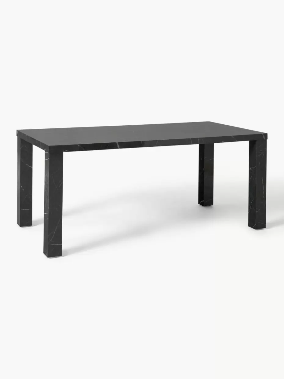 Esstische-Westwing Collection Esstisch Carl in Marmor-Optik, 180 x 90 cm Marmor-Optik Schwarz