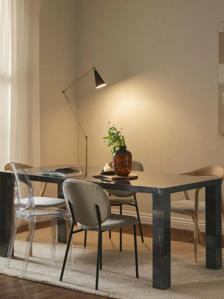 Esstische-Westwing Collection Esstisch Carl in Marmor-Optik, 180 x 90 cm Marmor-Optik Schwarz