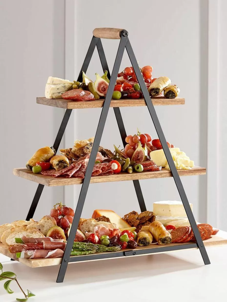 Etageren & Tortenplatten-Ladelle Etagere Serve mit Platten aus Akazienholz