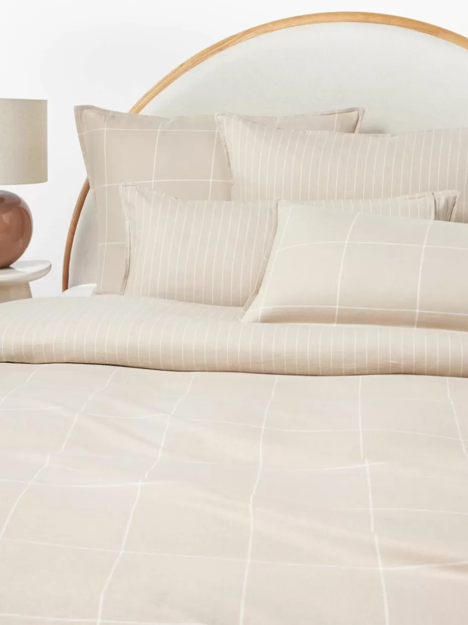 Weihnachtsbettwäsche | Bettwäsche-Westwing Collection Flanell-Bettdeckenbezug Noelle Hellbeige, Weiß