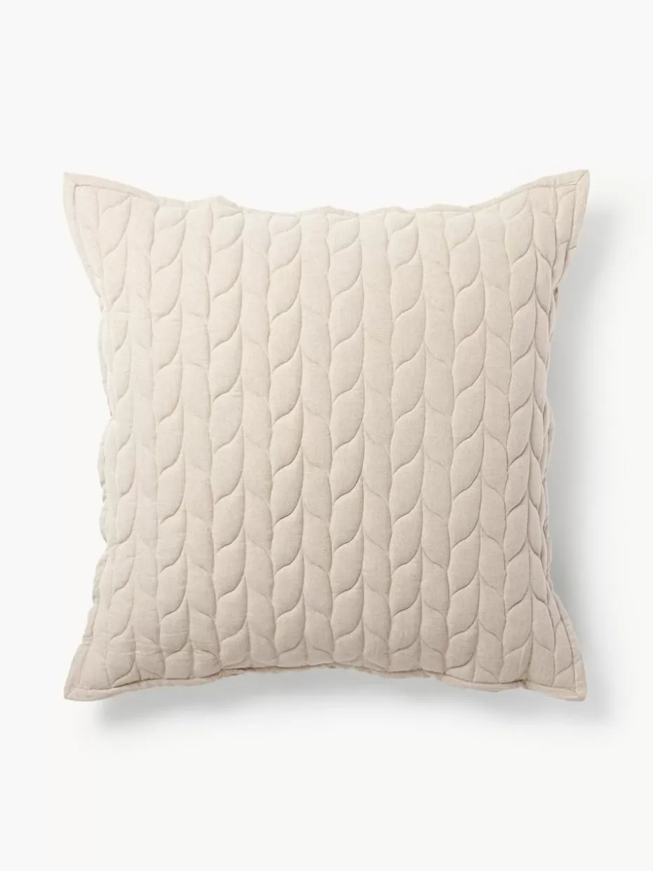 Dekokissen-Westwing Collection Flanell-Kissen Selby mit Strukturmuster Beige