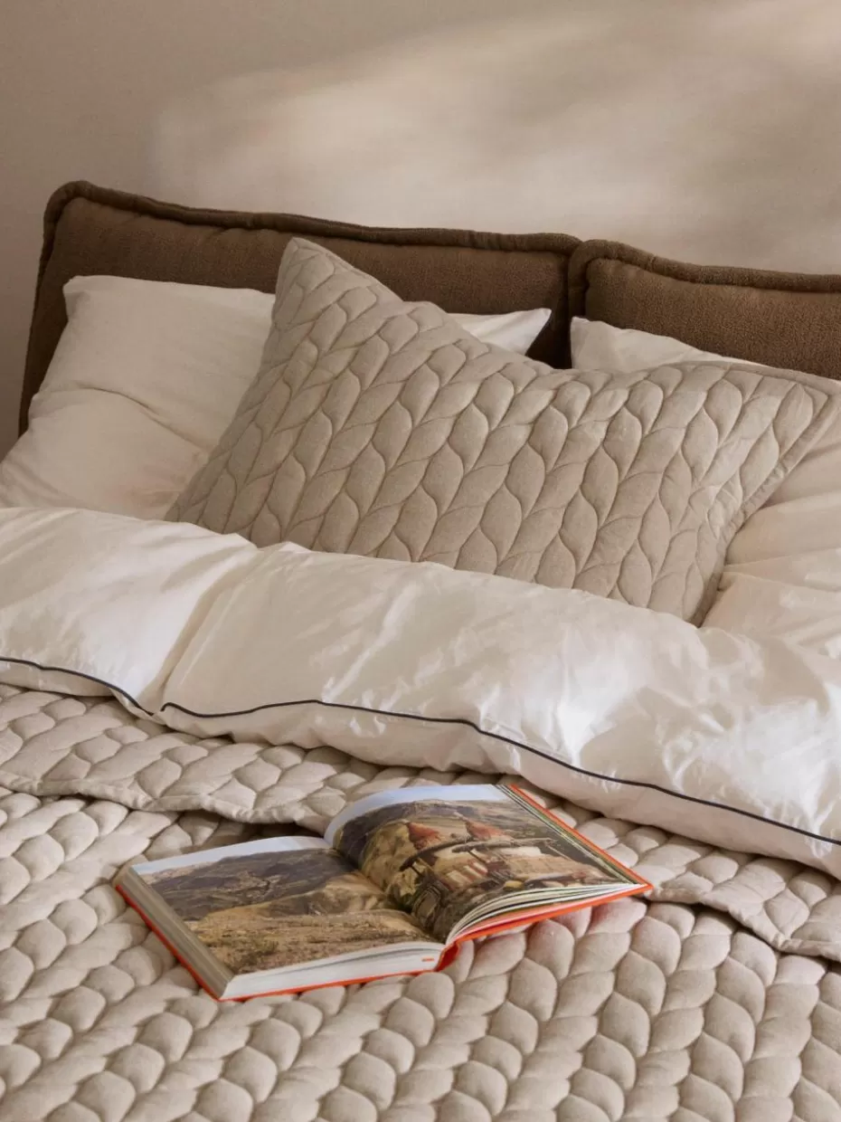 Dekokissen-Westwing Collection Flanell-Kissen Selby mit Strukturmuster Beige