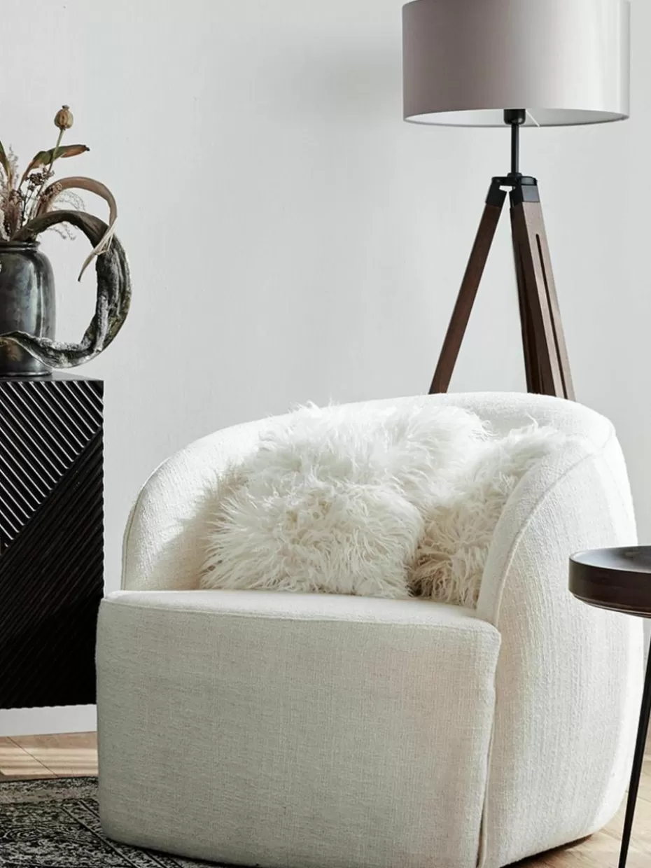 Weihnachtskissen | Dekokissen-Westwing Collection Flauschige Kunstfell-Kissenhülle Morten, gelockt Off White