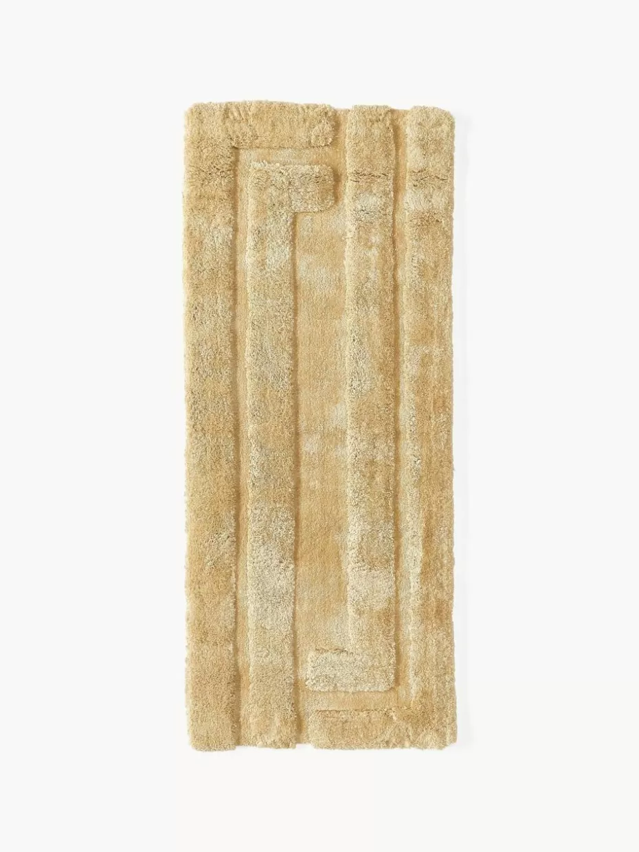 Läufer-Westwing Collection Flauschiger Hochflor-Läufer Genève mit erhabener Hoch-Tief-Struktur Ocker