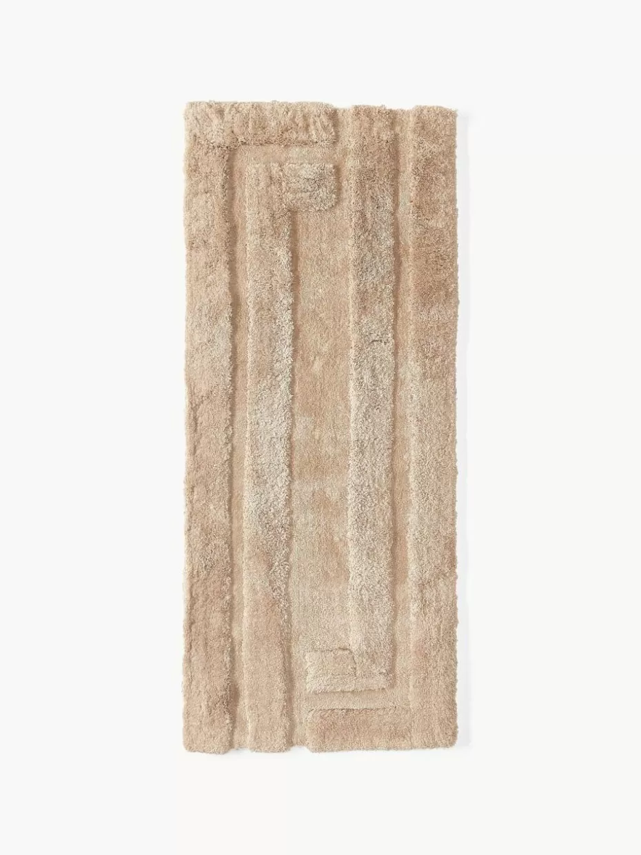 Läufer-Westwing Collection Flauschiger Hochflor-Läufer Genève mit erhabener Hoch-Tief-Struktur Nougat