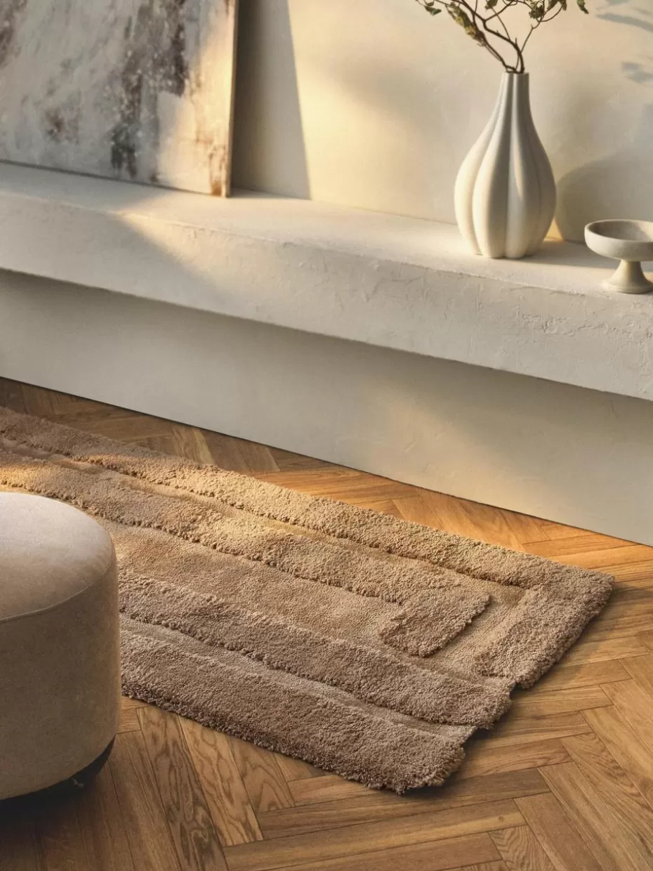 Läufer-Westwing Collection Flauschiger Hochflor-Läufer Genève mit erhabener Hoch-Tief-Struktur Nougat