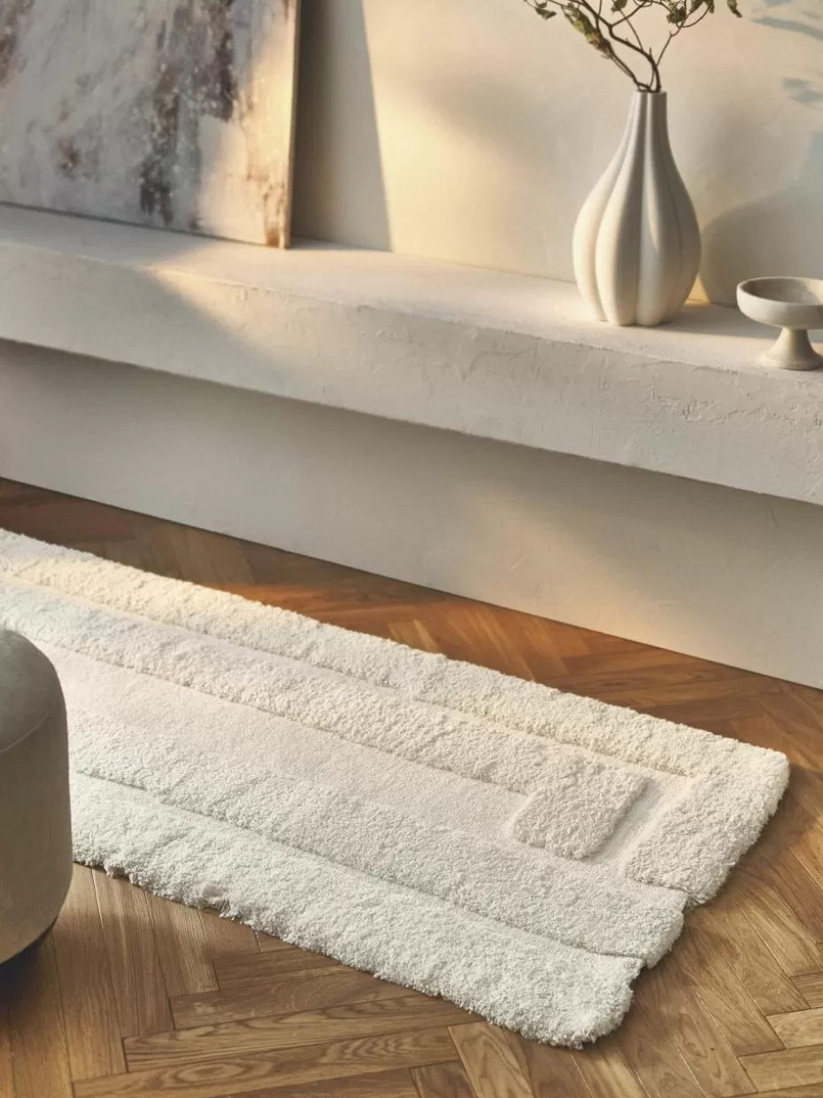 Läufer-Westwing Collection Flauschiger Hochflor-Läufer Genève mit erhabener Hoch-Tief-Struktur Cremeweiß
