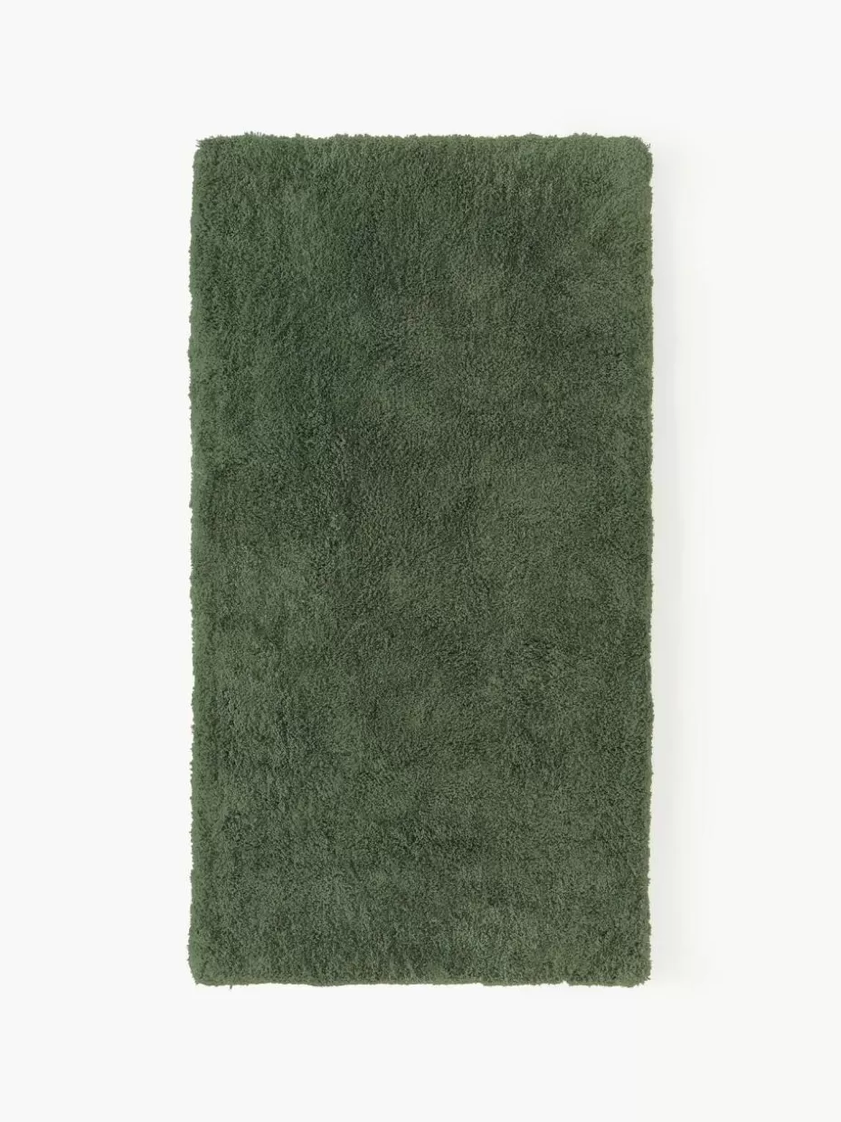 Rechteckige Teppiche-Westwing Collection Flauschiger Hochflor-Teppich Leighton Dunkelgrün