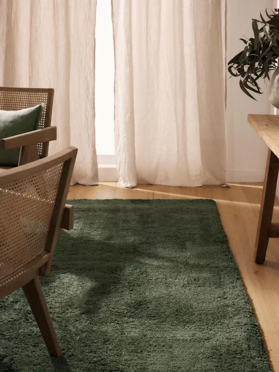 Rechteckige Teppiche-Westwing Collection Flauschiger Hochflor-Teppich Leighton Dunkelgrün