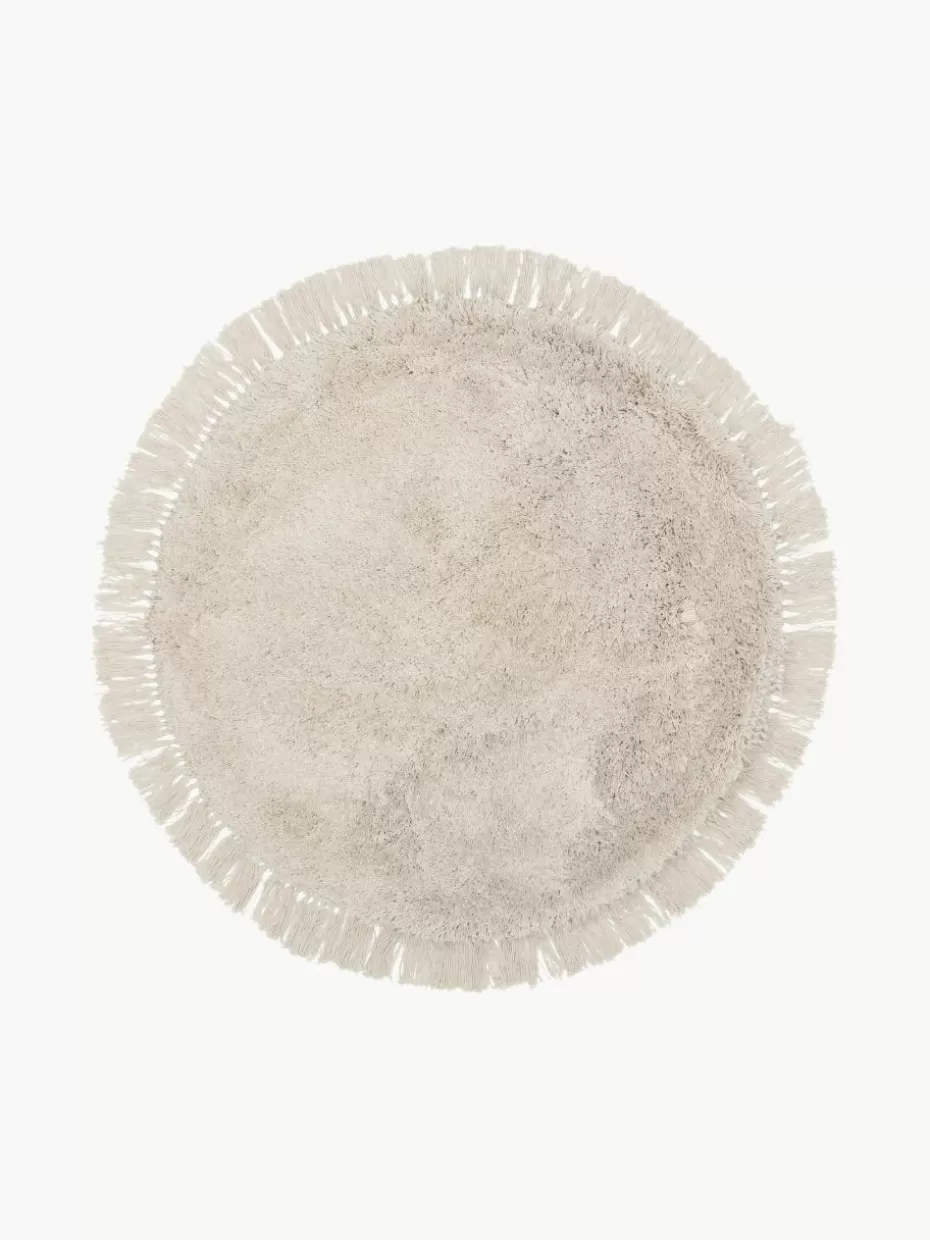 Runde Teppiche-Westwing Collection Flauschiger runder Hochflor-Teppich Dreamy mit Fransen