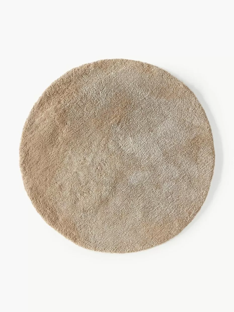 Runde Teppiche-Westwing Collection Flauschiger runder Hochflor-Teppich Leighton Nougat