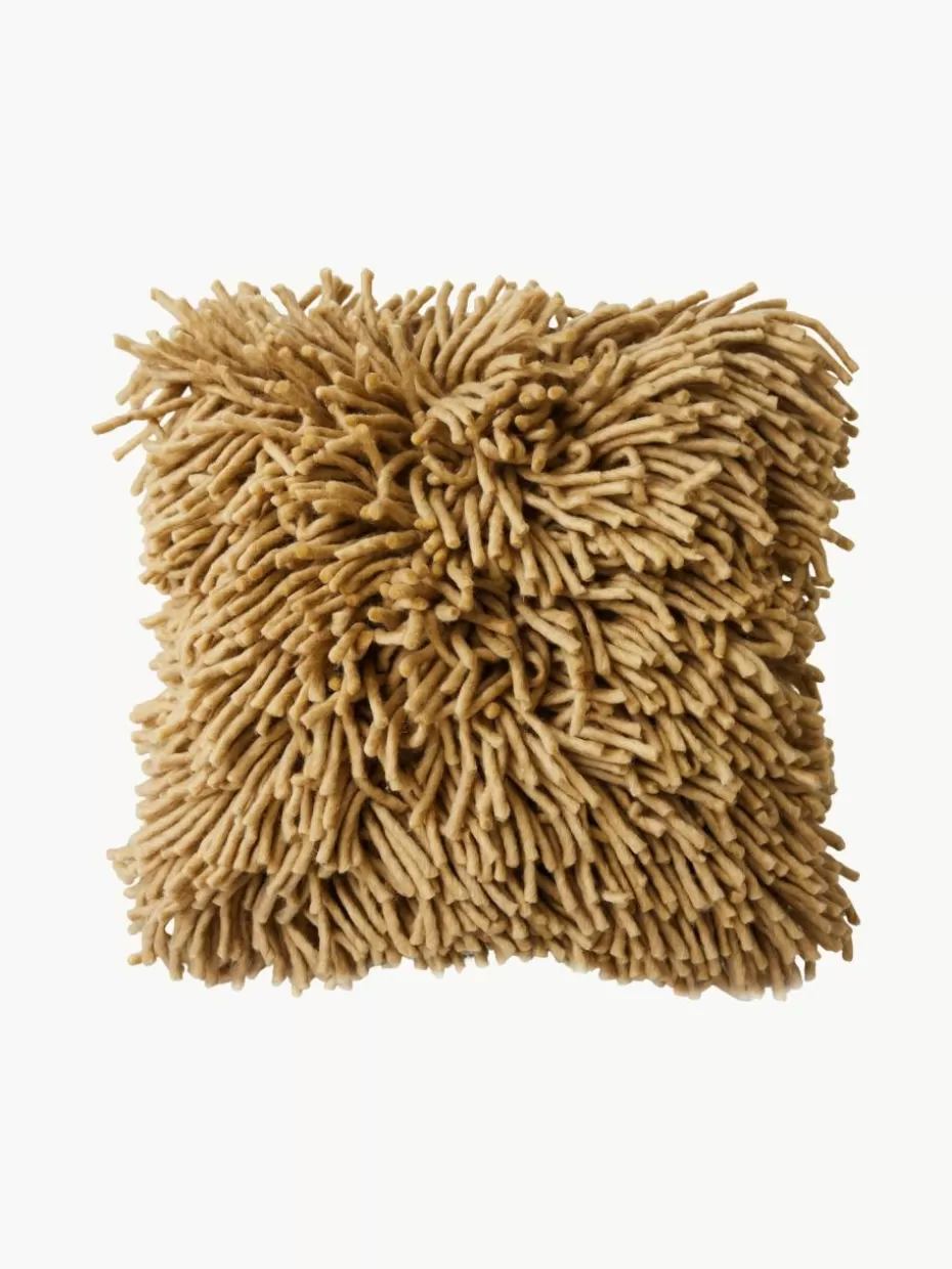 Dekokissen-HKLIVING Flauschiges Kissen Rugged, handgefertigt Beige