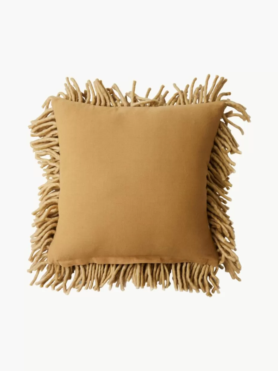 Dekokissen-HKLIVING Flauschiges Kissen Rugged, handgefertigt Beige