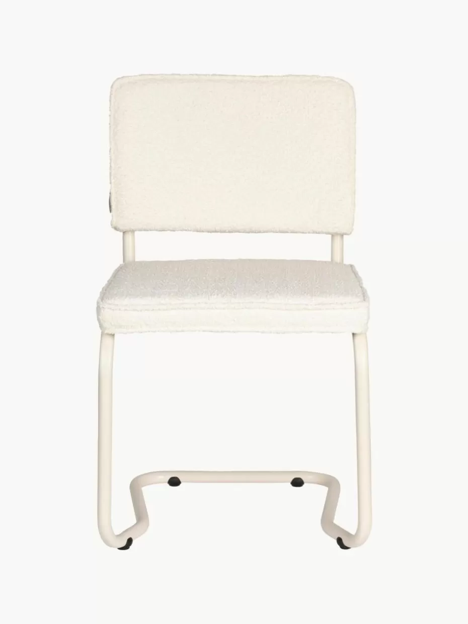 Stühle-Zuiver Freischwinger Kink, 2 Stück Teddy Off White, Cremeweiß matt