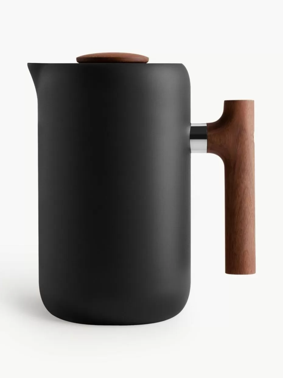 Kaffeemaschinen-Fellow French Press Kaffeebereiter Clara Schwarz, matt, Dunkles Holz