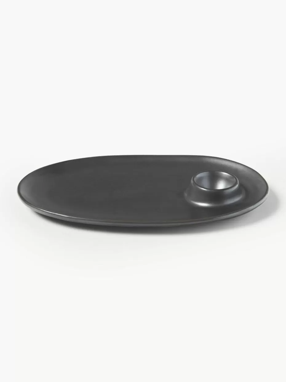 Nordic Celebrations | Teller-ferm LIVING Frühstücksteller Flow aus Steinzeug Schwarz