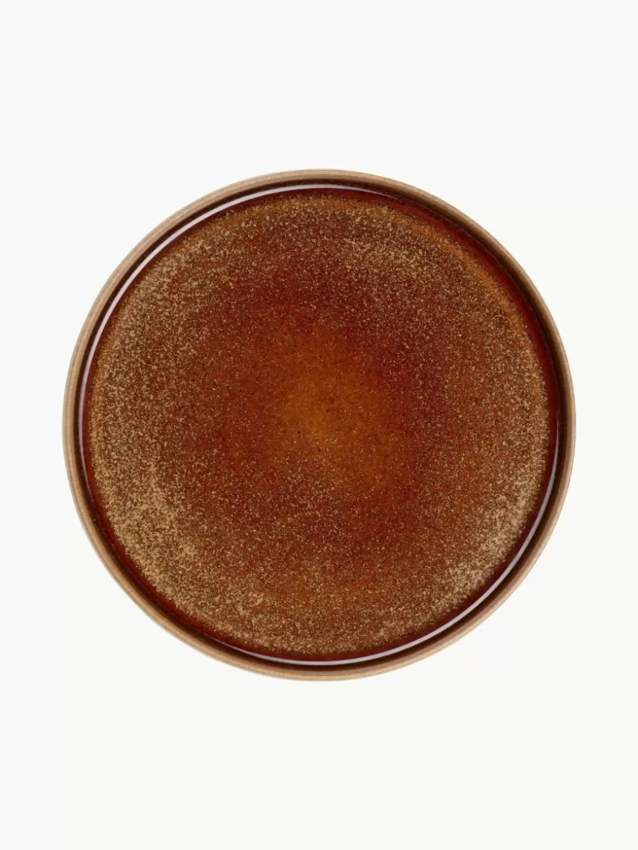Teller-Asa Selection Frühstücksteller Gobi mit reaktiver Glasur, 6 Stück Taupe, Braun