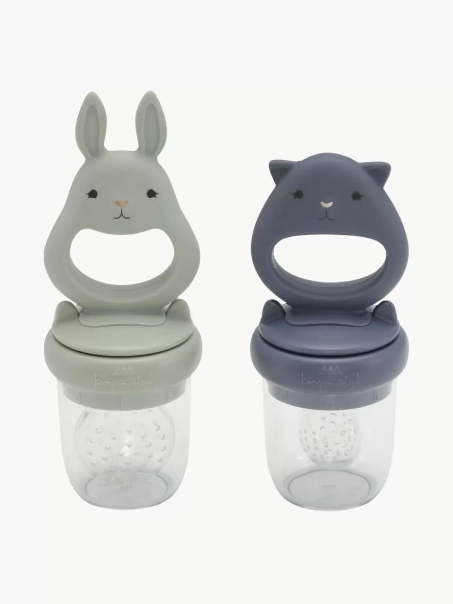 Brotboxen & Flaschen-Konges Slojd Fruchtsauger Bunny, 2er-Set Hellgrau, Graublau