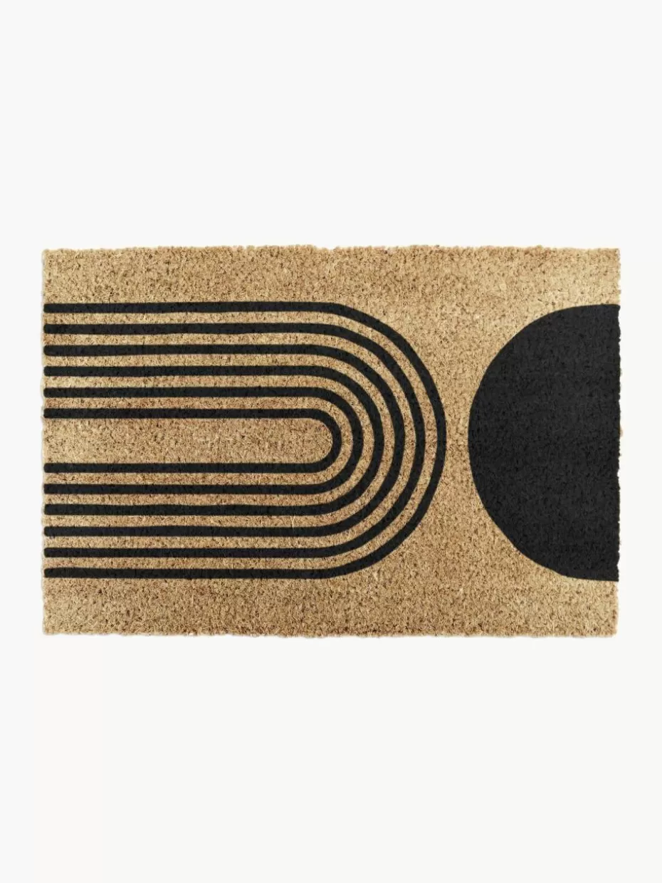 Fußmatten-Westwing Fußmatte Abstract Half Moon Beige, Schwarz