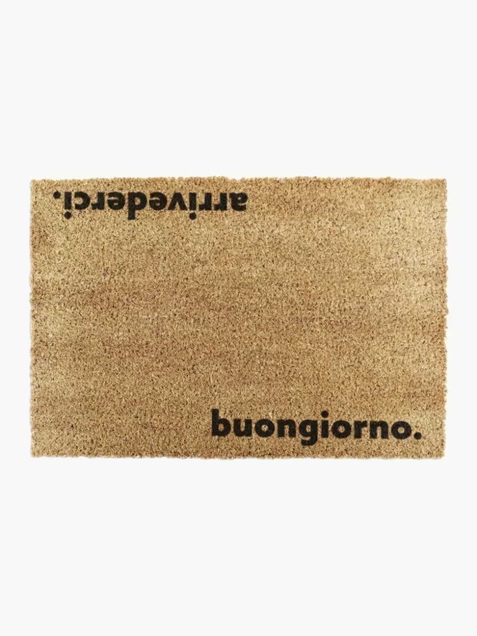 Fußmatten-Westwing Fußmatte Arrivederci Beige, Schwarz