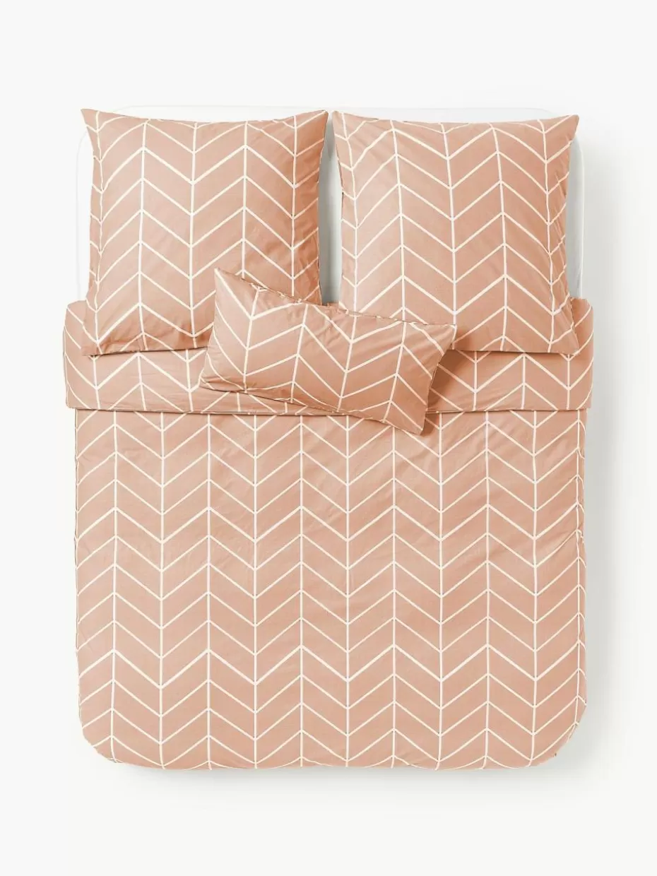 Bettwäsche-Westwing Collection Gemusterter Baumwoll-Bettdeckenbezug Mirja Peach