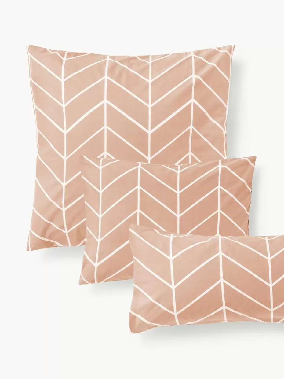 Kopfkissenbezüge-Westwing Collection Gemusterter Baumwoll-Kopfkissenbezug Mirja Peach