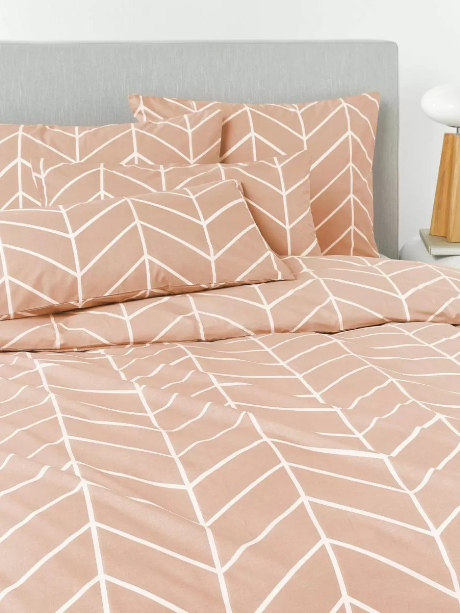 Kopfkissenbezüge-Westwing Collection Gemusterter Baumwoll-Kopfkissenbezug Mirja Peach