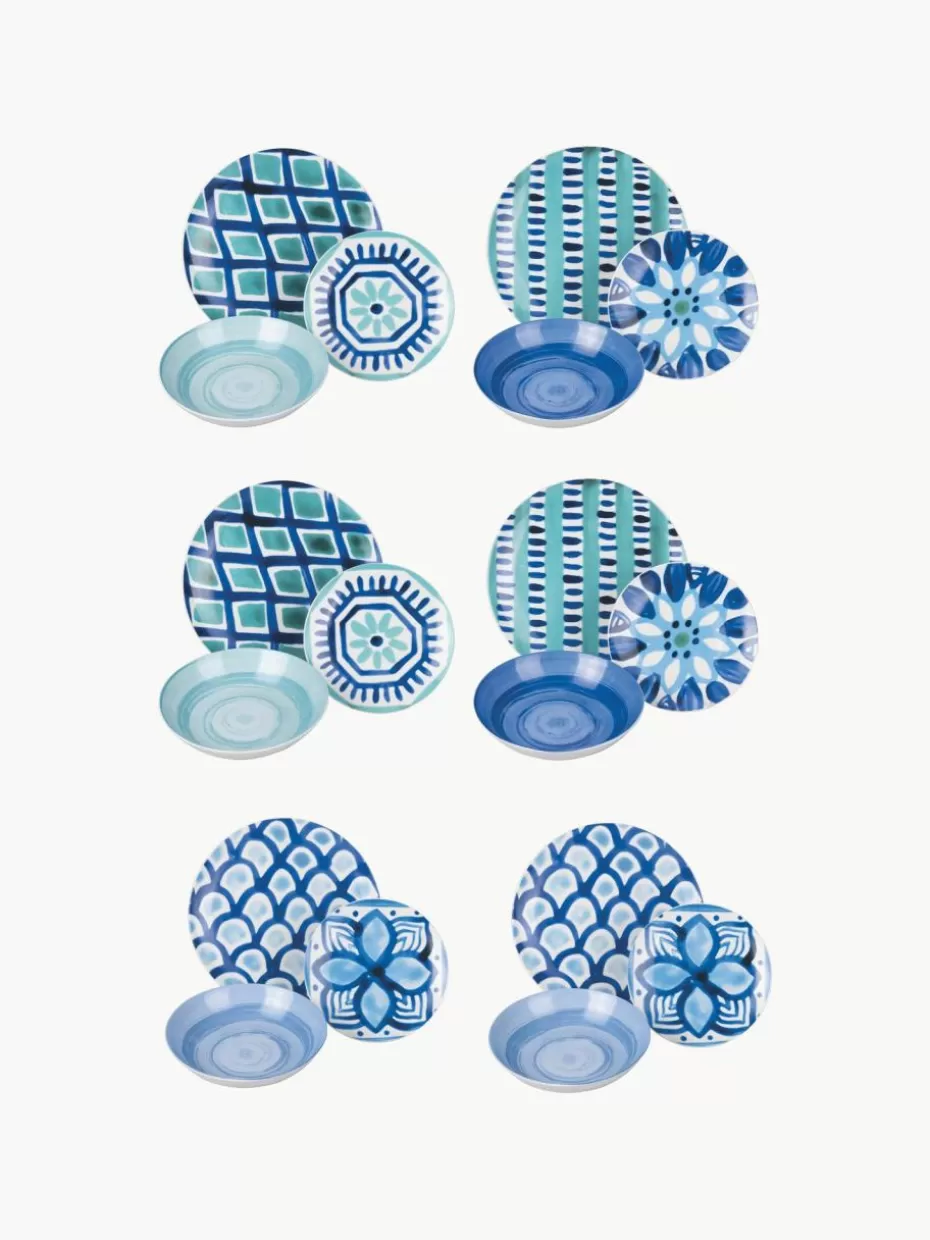 Geschirr-Sets-Villa D'Este Home Tivoli Geschirr-Set Aquazul, 6 Personen (18-tlg.)