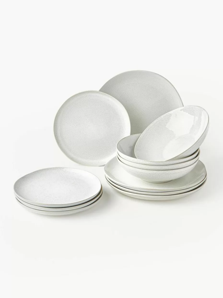 Geschirr-Sets | Geschirrserien-Westwing Collection Geschirr-Set Gemma mit reaktiver Glasur, 4 Personen (12-tlg.)