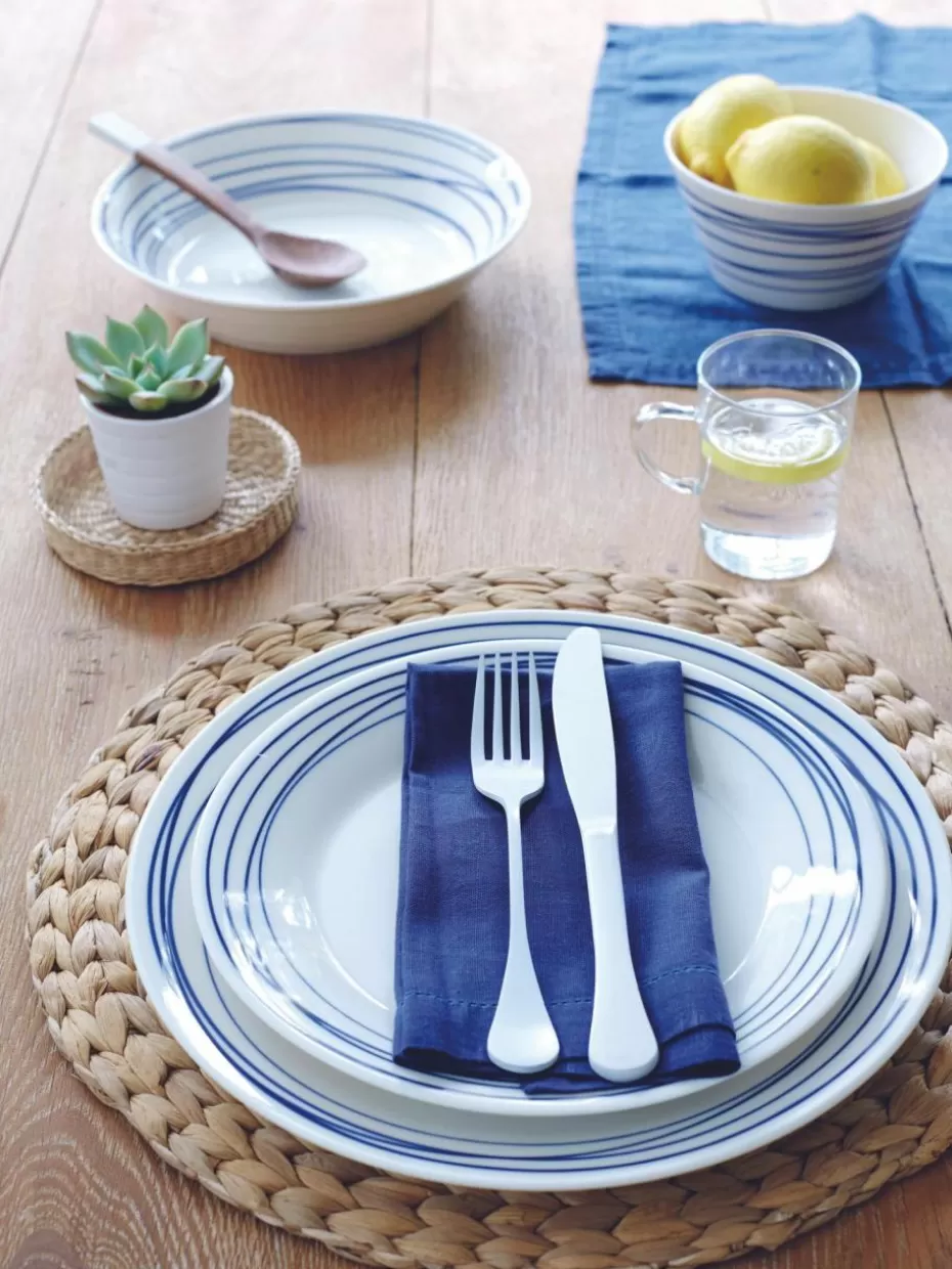 Geschirr-Sets-Royal Doulton Geschirr-Set Pacific Blue aus Porzellan, 4 Personen (16-tlg.) Liniert