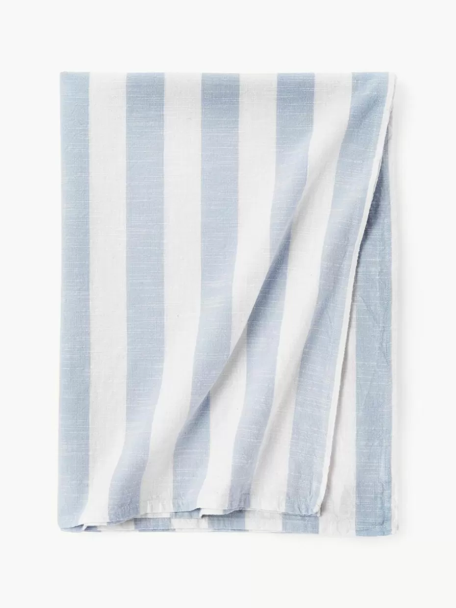Tischdecken | Tischdecken-Oyoy Living Design Gestreifte Tischdecke Strip Weiß, Hellblau