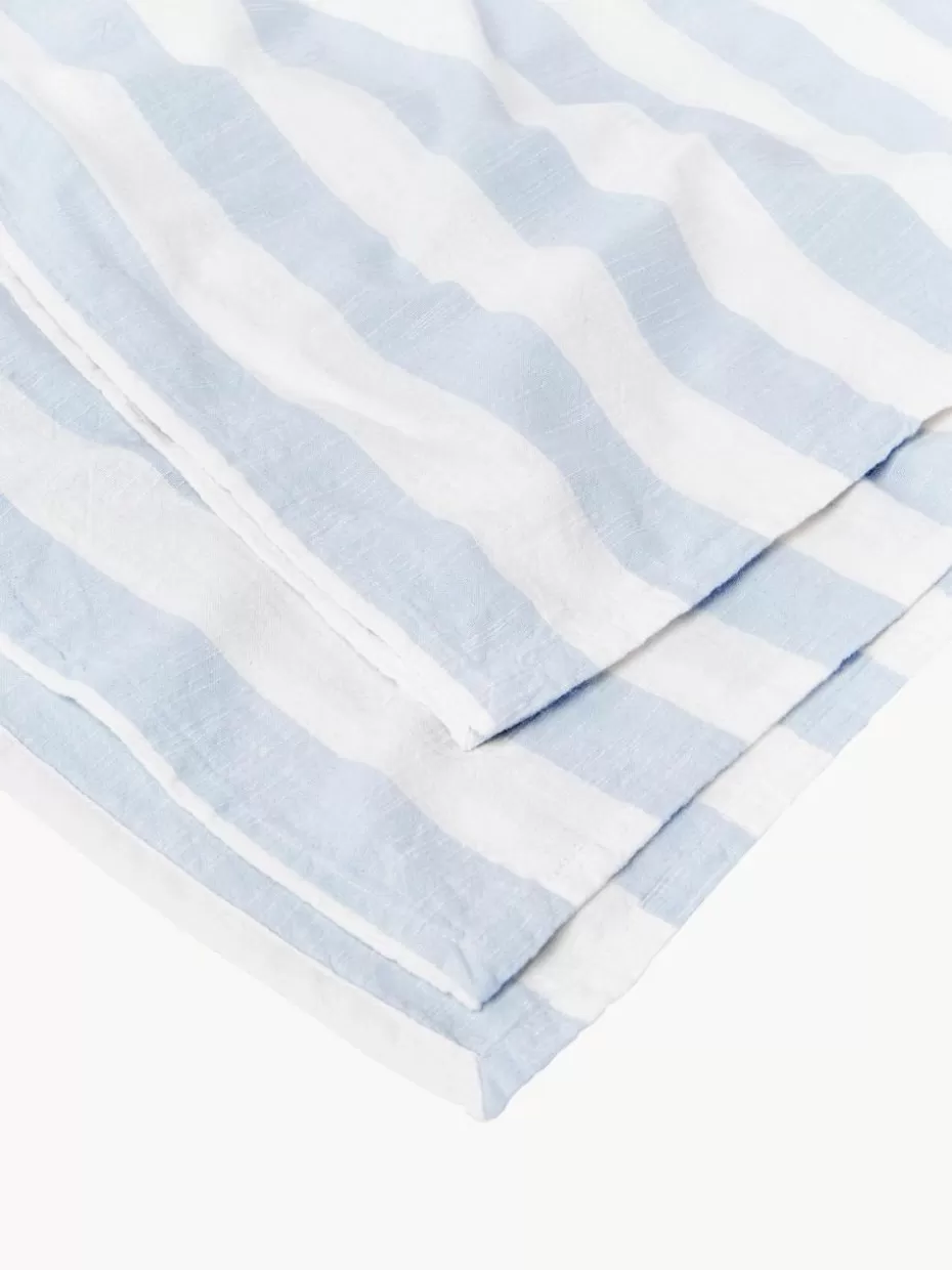 Tischdecken | Tischdecken-Oyoy Living Design Gestreifte Tischdecke Strip Weiß, Hellblau