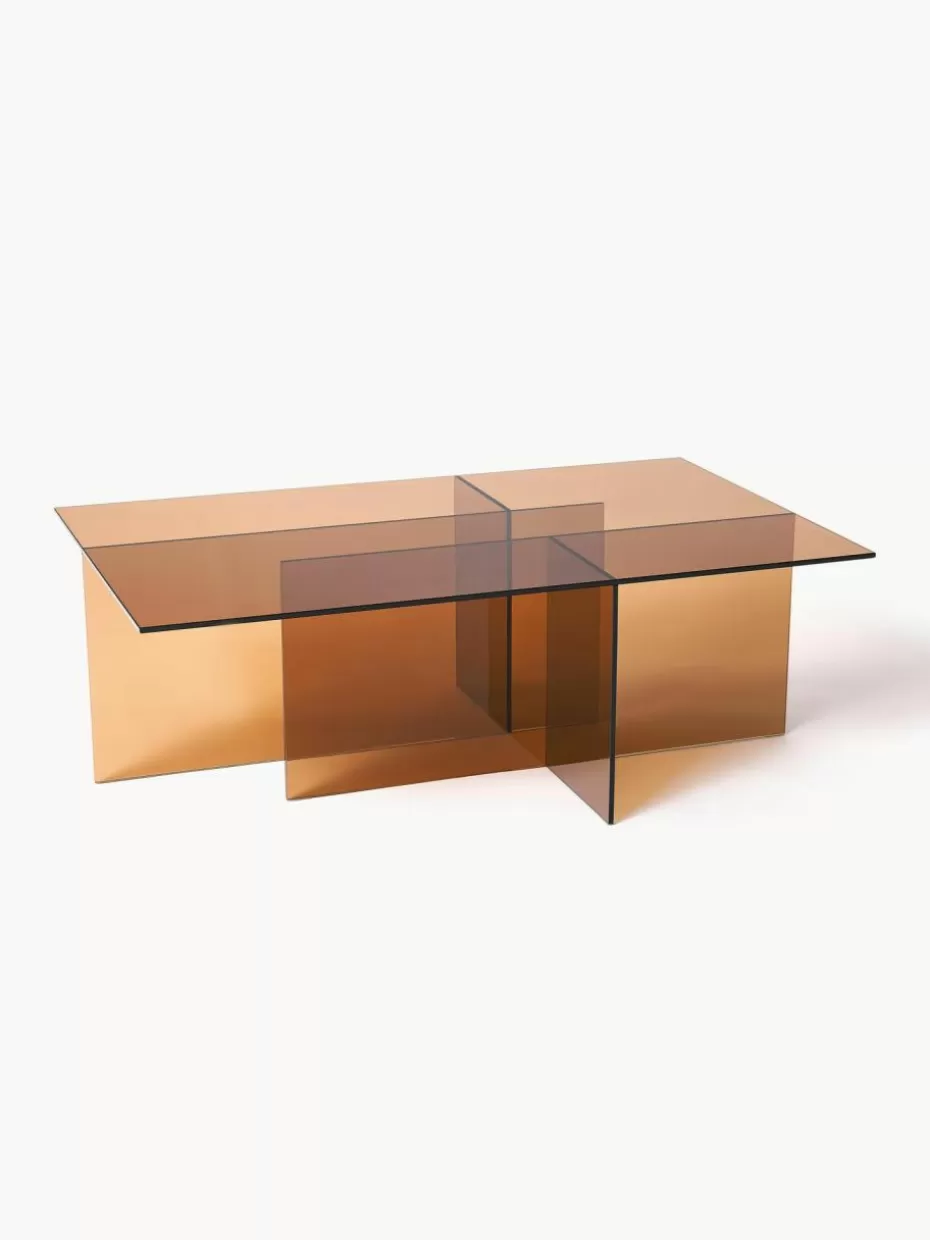 Couchtische-Westwing Collection Glas-Couchtisch Anouk Braun, transparent