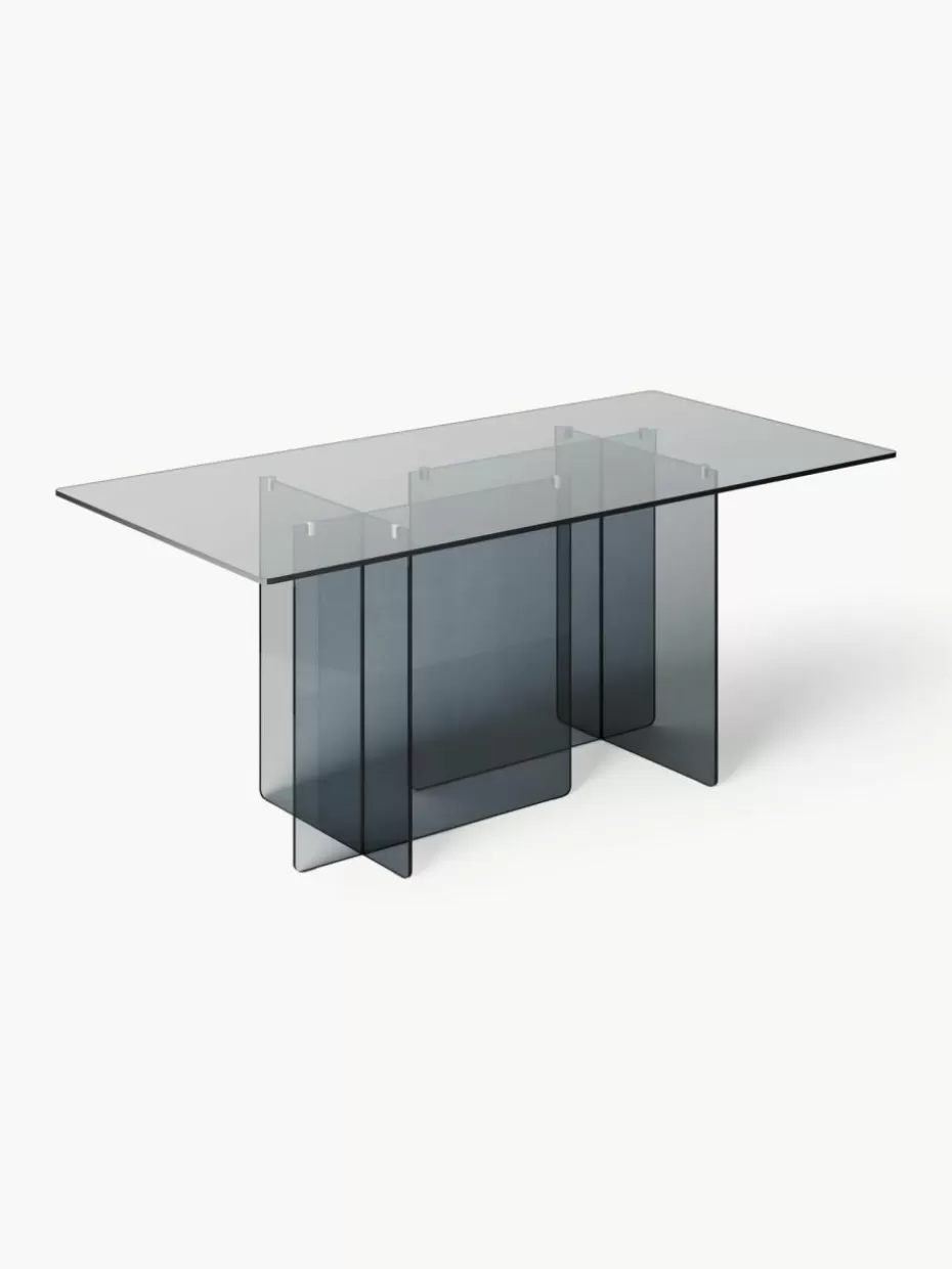 Esstische-Westwing Collection Glas-Esstisch Anouk, 180 x 90 cm Grau, transparent