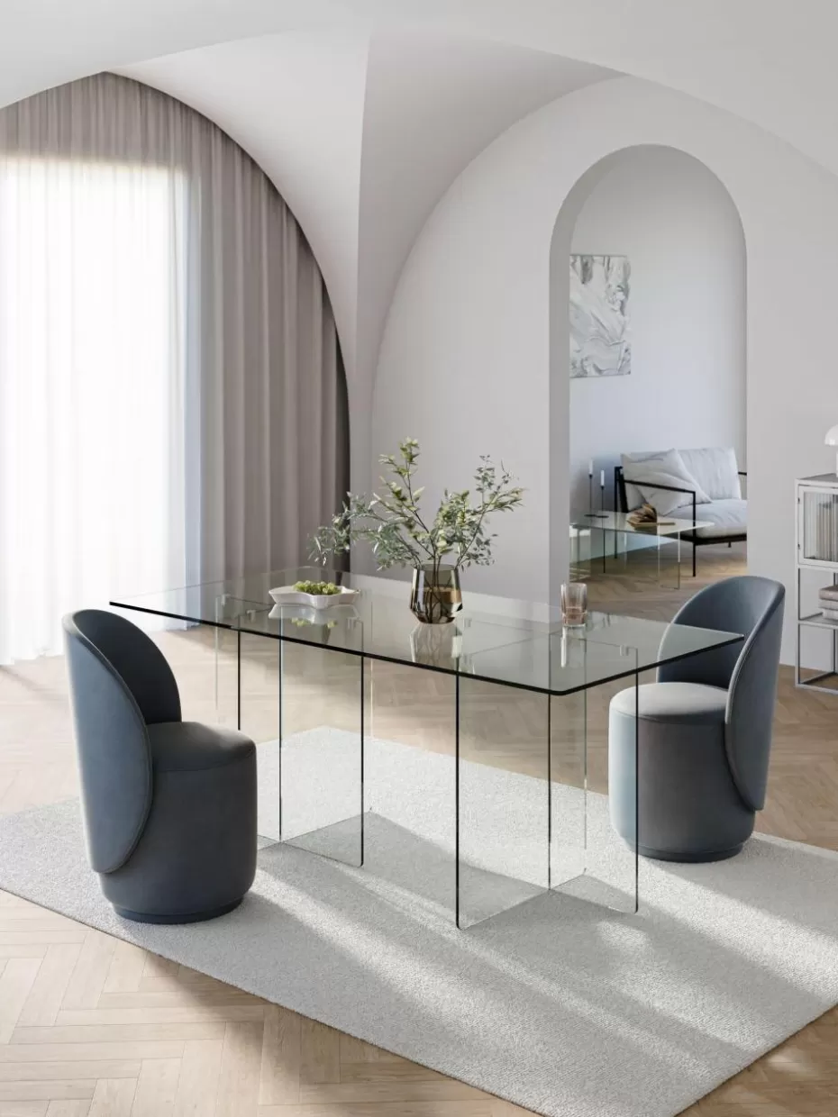 Esstische-Westwing Collection Glas-Esstisch Anouk, 180 x 90 cm Transparent