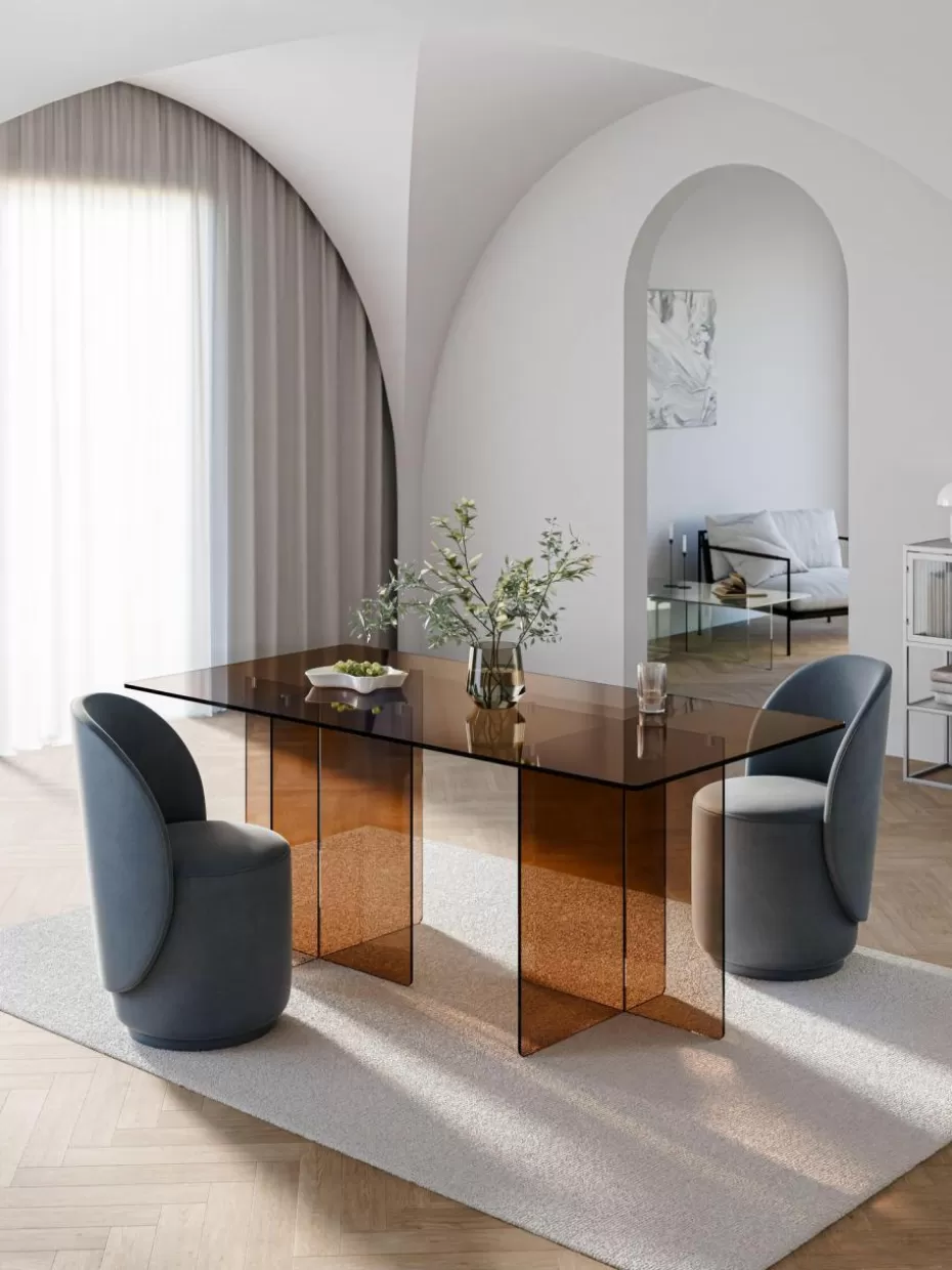 Esstische-Westwing Collection Glas-Esstisch Anouk, 180 x 90 cm Braun, transparent