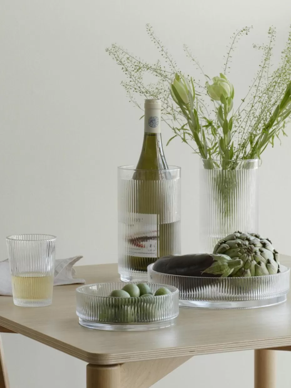 Romantische Details-Stelton Glas-Flaschenkühler Pilastro mit Rillenrelief
