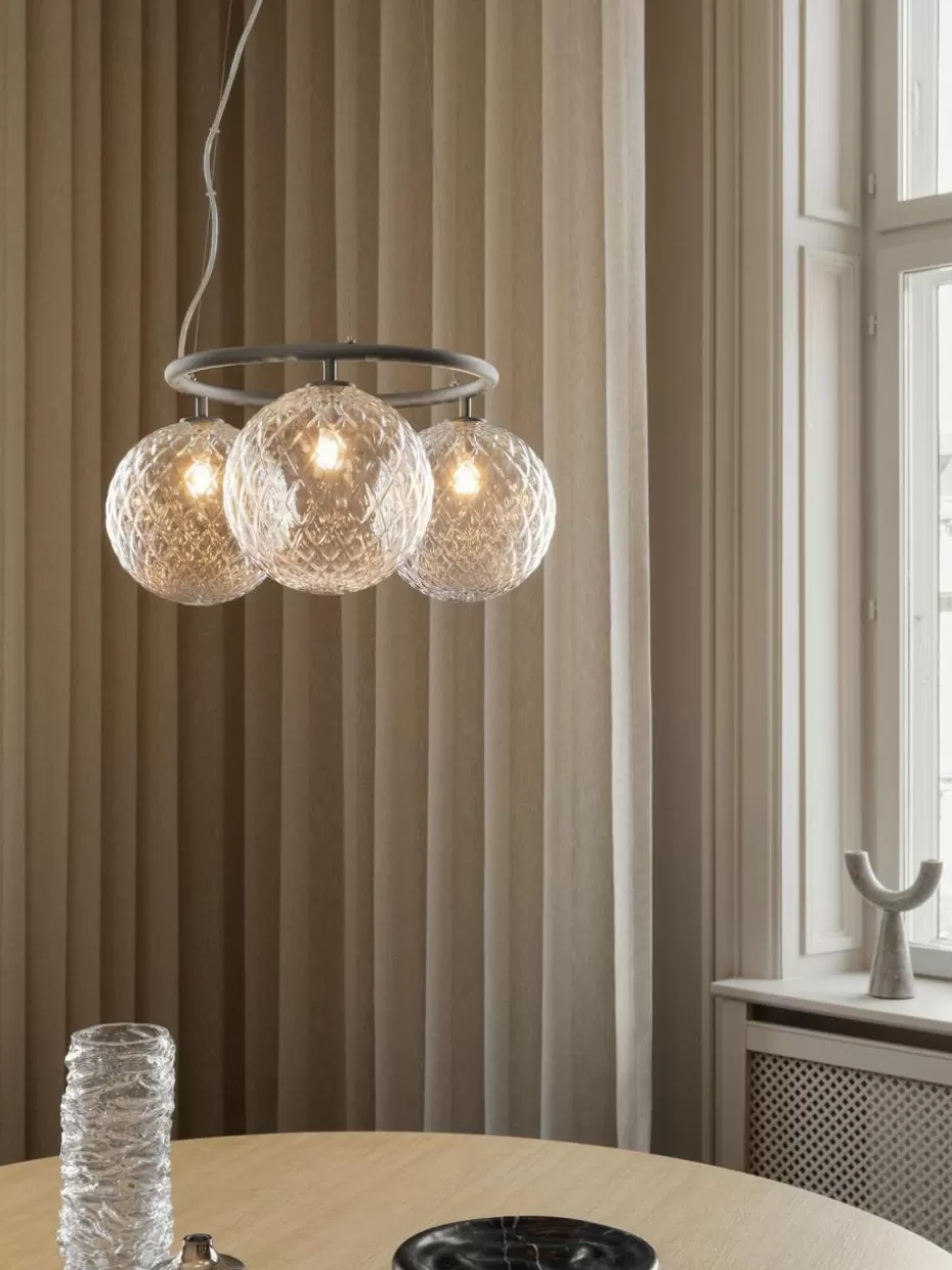 Kronleuchter-Nuura Glaskugel-Pendelleuchte Miira Anthrazit, Transparent