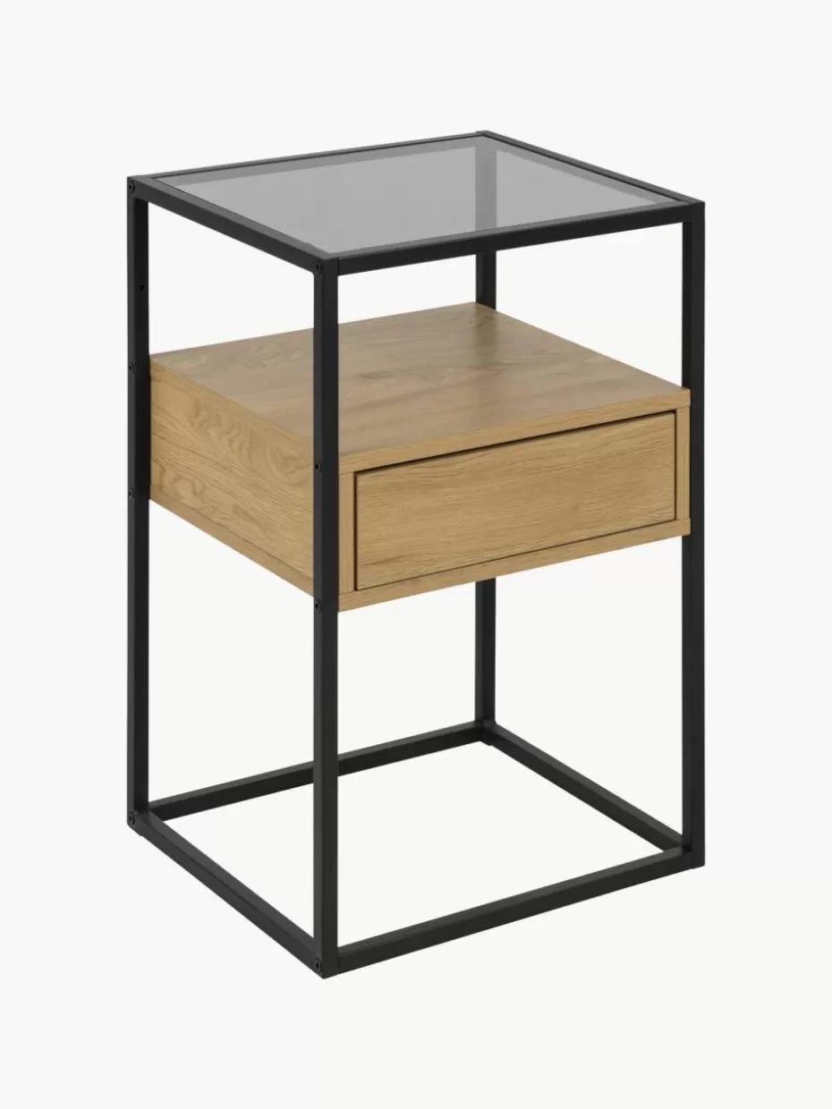 Nachttische-Westwing Glas-Nachttisch Randolf mit Schublade