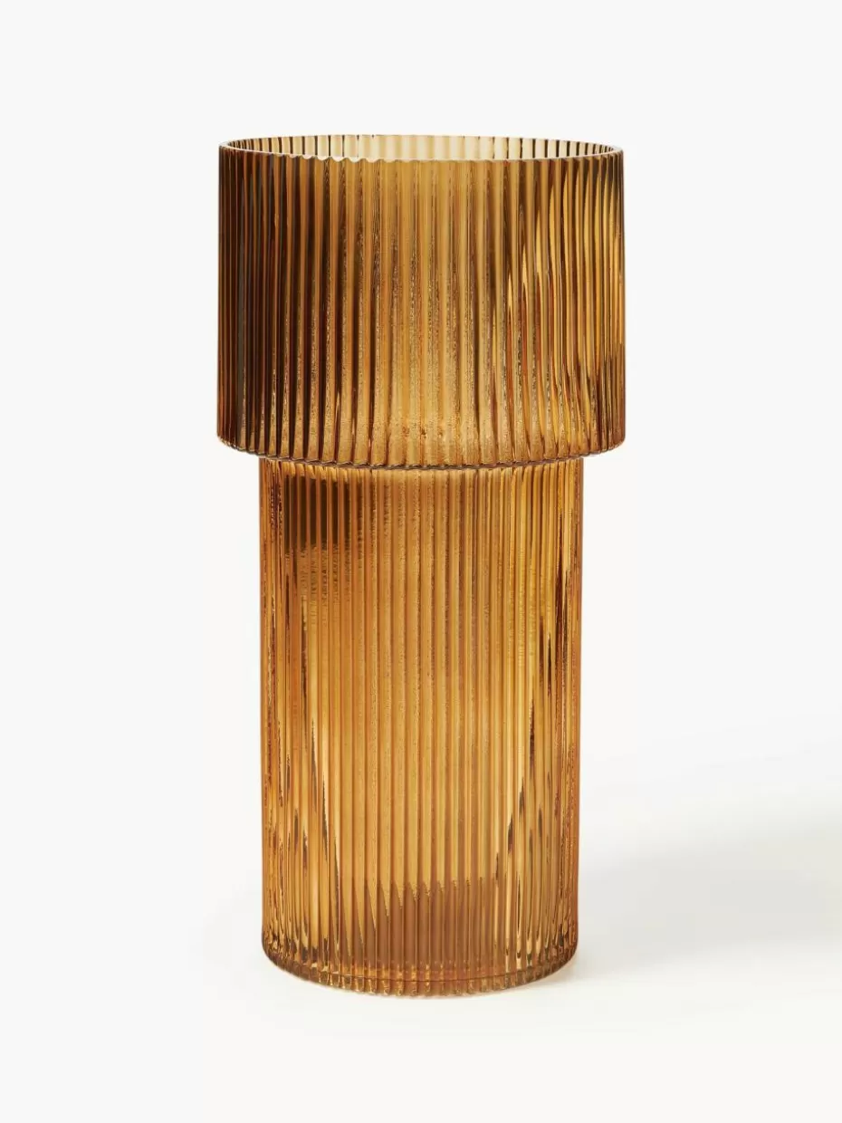 Vasen-Westwing Collection Glas-Vase Lija mit geriffelter Oberfläche, H 30 cm Orange